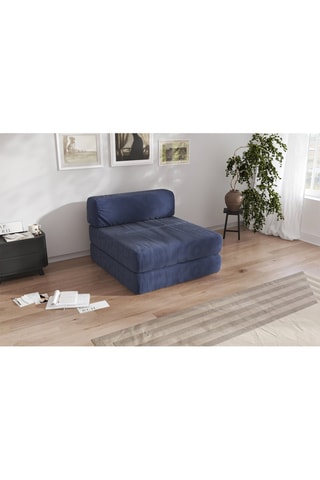 Sillón bajo cama Smart - Azul marino - 1 plaza - De tela de terciopelo