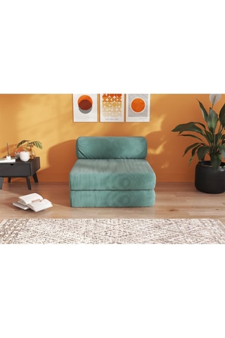 Sillón bajo cama Smart - Verde - 1 plaza - De tela de terciopelo