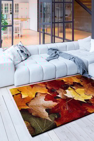 Vloerkleed Koby Oranje en Bordeauxrood