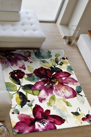 Vloerkleed Tikey Donkerpaars en Wit