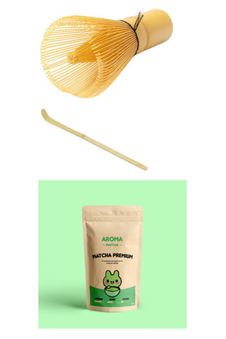Matcha Premium Bio - Sachet de 30 g, cuillère pour matcha et fouet en bambou