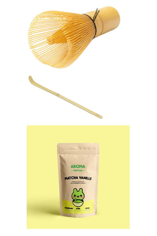 Matcha Vanille - Sachet de 30 g, cuillère pour matcha et fouet en bambou