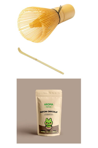 Matcha Chocolat - Sachet de 30 g, cuillère pour matcha et fouet en bambou
