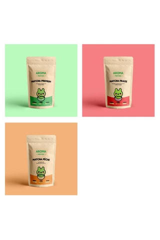 Matcha Pêche, Matcha Fraise et Matcha Premium Bio - 3 sachets de 30 g
