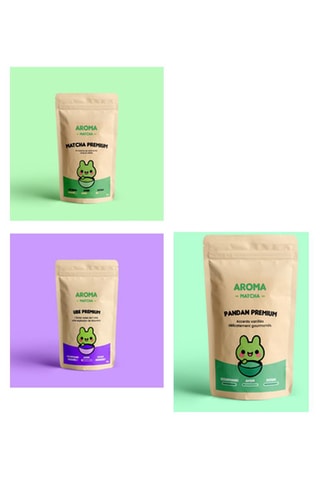 Matcha Premium Bio, Ube Premium et Poudre de pandan - 3 sachets de 30 g