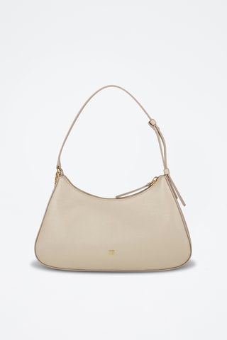 Sac porté épaule en cuir Lucky Lock Basic Small - Beige