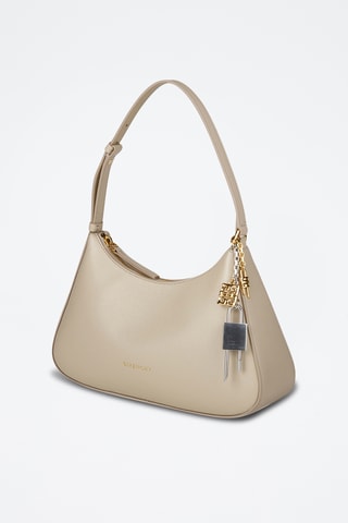 Sac porté épaule en cuir Lucky Lock Basic Small - Beige