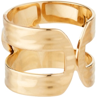 Bague - Acier inoxydable doré & pierre synthétique rouge