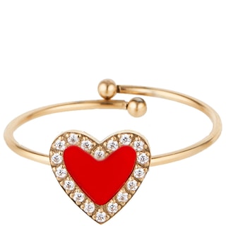 Bague ajustable - Acier inoxydable doré & zirconium