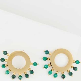 Boucles d'oreilles - Acier inoxydable doré & malachite vert