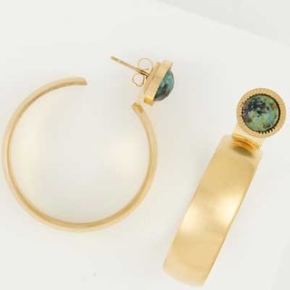 Boucles d'oreilles - Acier inoxydable doré & turquoise africaine vert