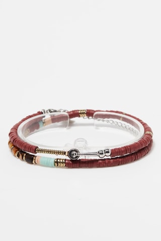 Bracelet - Argenté et rouge foncé