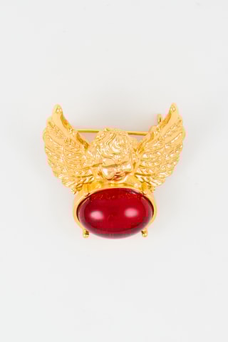 Broche - Doré et rouge
