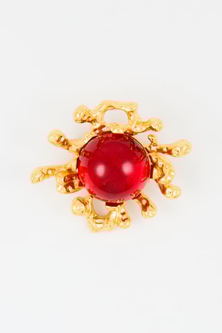 Broche - Doré et rouge
