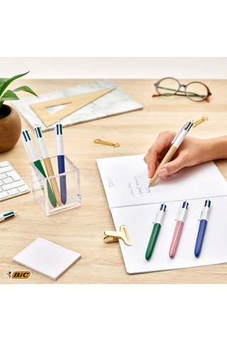 12 Balpennen met 4 Kleuren 4 Inktkleuren