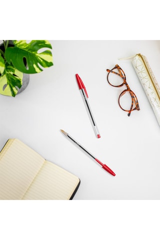 50 Balpennen Cristal - Rode Inkt