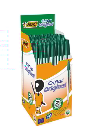 50 Balpennen Cristal - Groene Inkt