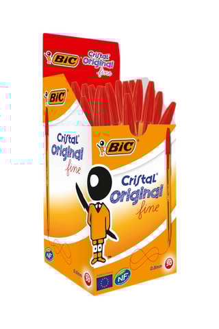 50 Balpennen Cristal - Rode Inkt