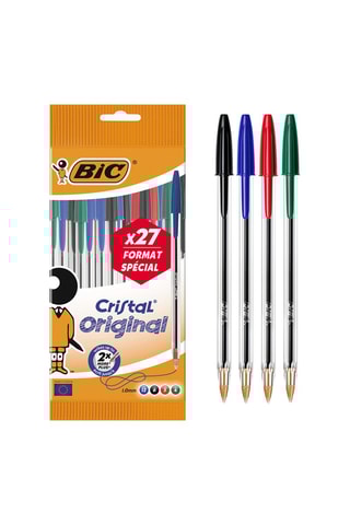 27 Balpennen Cristal - 4 Inktkleuren