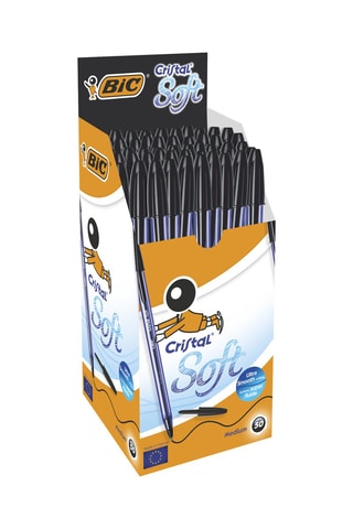 50 Balpennen Cristal Soft- Zwarte Inkt