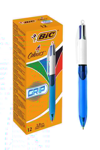 12 Balpennen Grip Med - 4 Inktkleuren