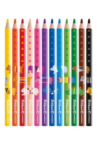 12 Houten Kleurpotloden Jumbo - Multicolor