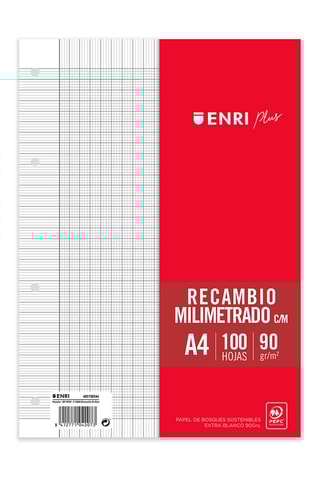 Navulling Ruitjespapier - 200 Pagina's - Rood