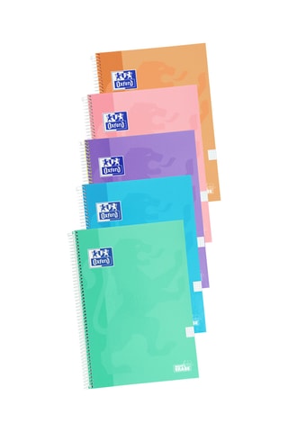 5 Spiraalschriften met Ruitjespapier - 180 Pagina's - zeegroen en paars