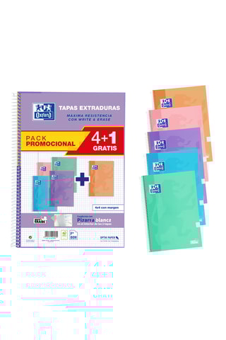 5 Spiraalschriften met Ruitjespapier - 180 Pagina's - zeegroen en paars