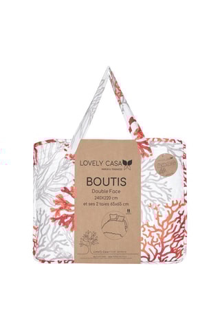 Ensemble couvre-lit Quiberon - Blanc et corail