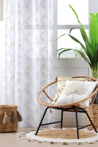Voilage Maldives - Blanc et argenté - 140 x 260 cm