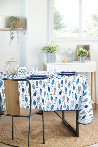 Nappe rectangulaire Fletan - Bleu 