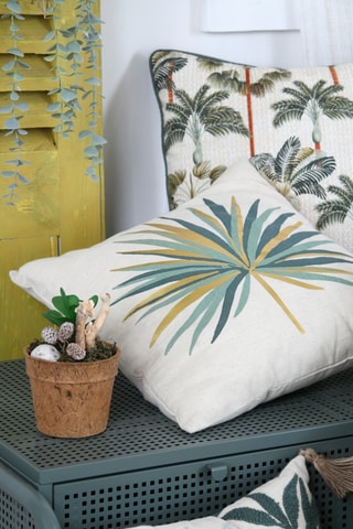 Coussin Casablanca - blanc et vert - 40 x 40 cm