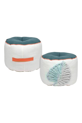 Pouf Kentia - Blanc - Revêtement en coton et polyester