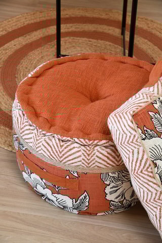 Pouf Galicia - Orange - Revêtement en coton et jute