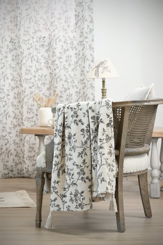 Plaid Clarine - Ecru et gris - 125 x 150 cm