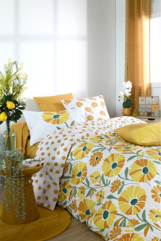 Taie d'oreiller en coton Blandine - 78 fils/cm² - Moutarde