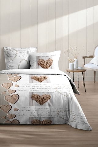 Parure de couette - Beige et blanc