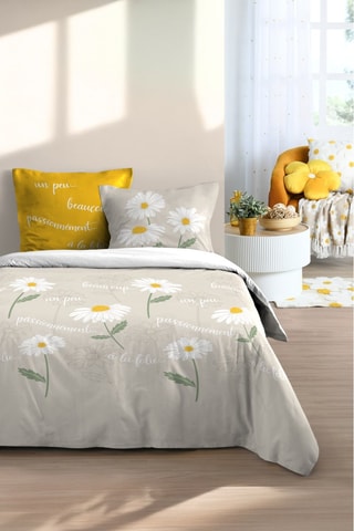 Parure de couette en coton Camille - 57 fils/cm² - Naturel