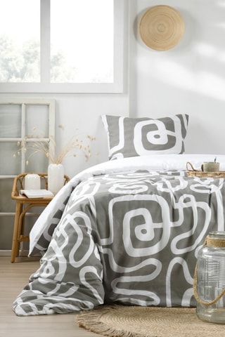 Parure de couette Pinto - Gris et blanc
