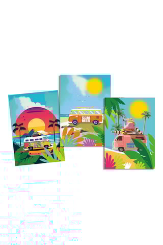 3 torchons Vacances - Vert et bleu