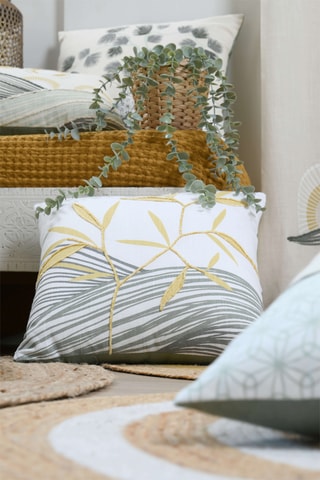 Coussin Yuki - Gris et moutarde - 40 x 40 cm