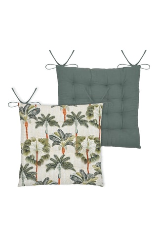 Galette de chaise réversible Nova - Vert foncé et beige - 38 x 38 cm