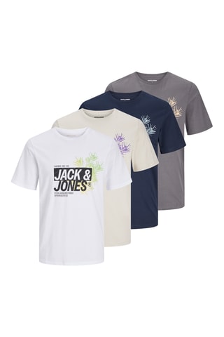 4 t-shirts regular - Blanc, beige et bleu marine