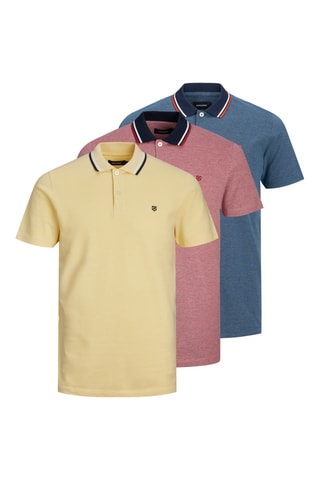 3 polos slim - Jaune et bleu
