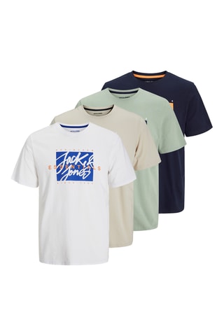 4 t-shirts regular - Blanc et beige