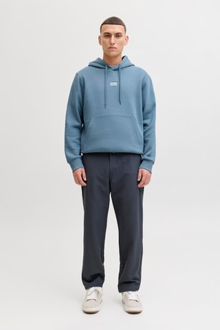 Sweat regular en coton biologique à capuche - Bleu-gris