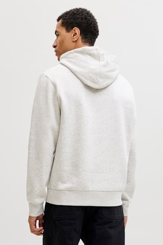 Sweat regular en coton biologique à capuche - Gris clair chiné