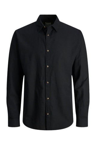 Chemise slim en lin - Noir