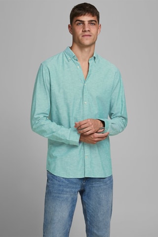 Chemise slim en lin - Vert d'eau